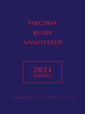 cover image of Virginia Rules Annotated